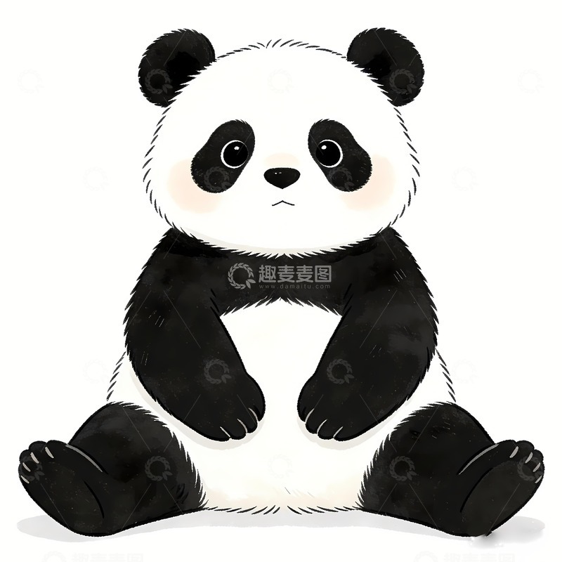 高清大图下载【趣麦麦图】一只坐着的大熊猫