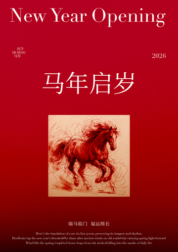 马年启岁国画骏马图