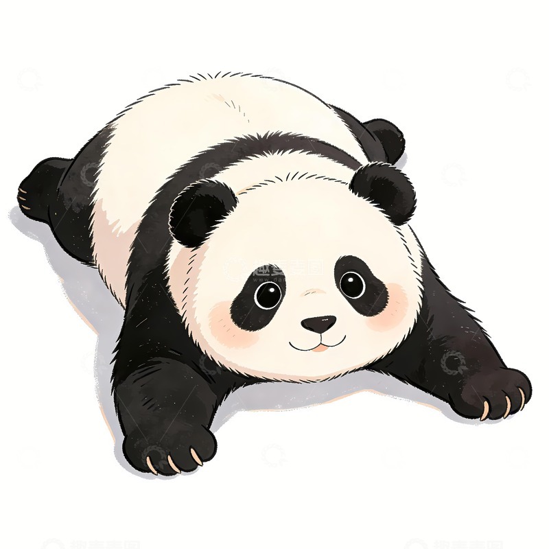 高清大图下载【趣麦麦图】一只趴着的熊猫