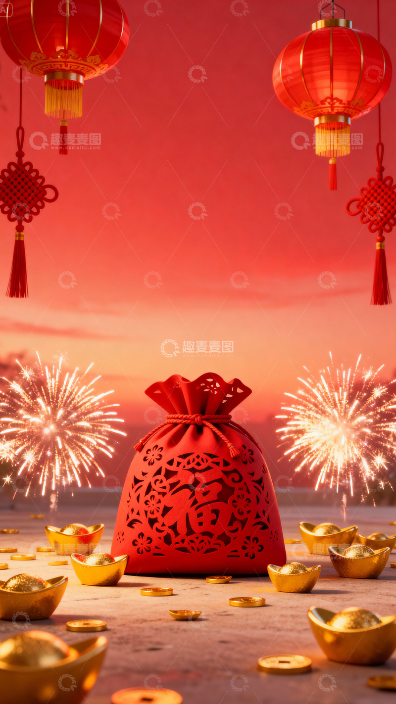 高清大图下载【趣麦麦图】新年元旦春节背景_竖屏243