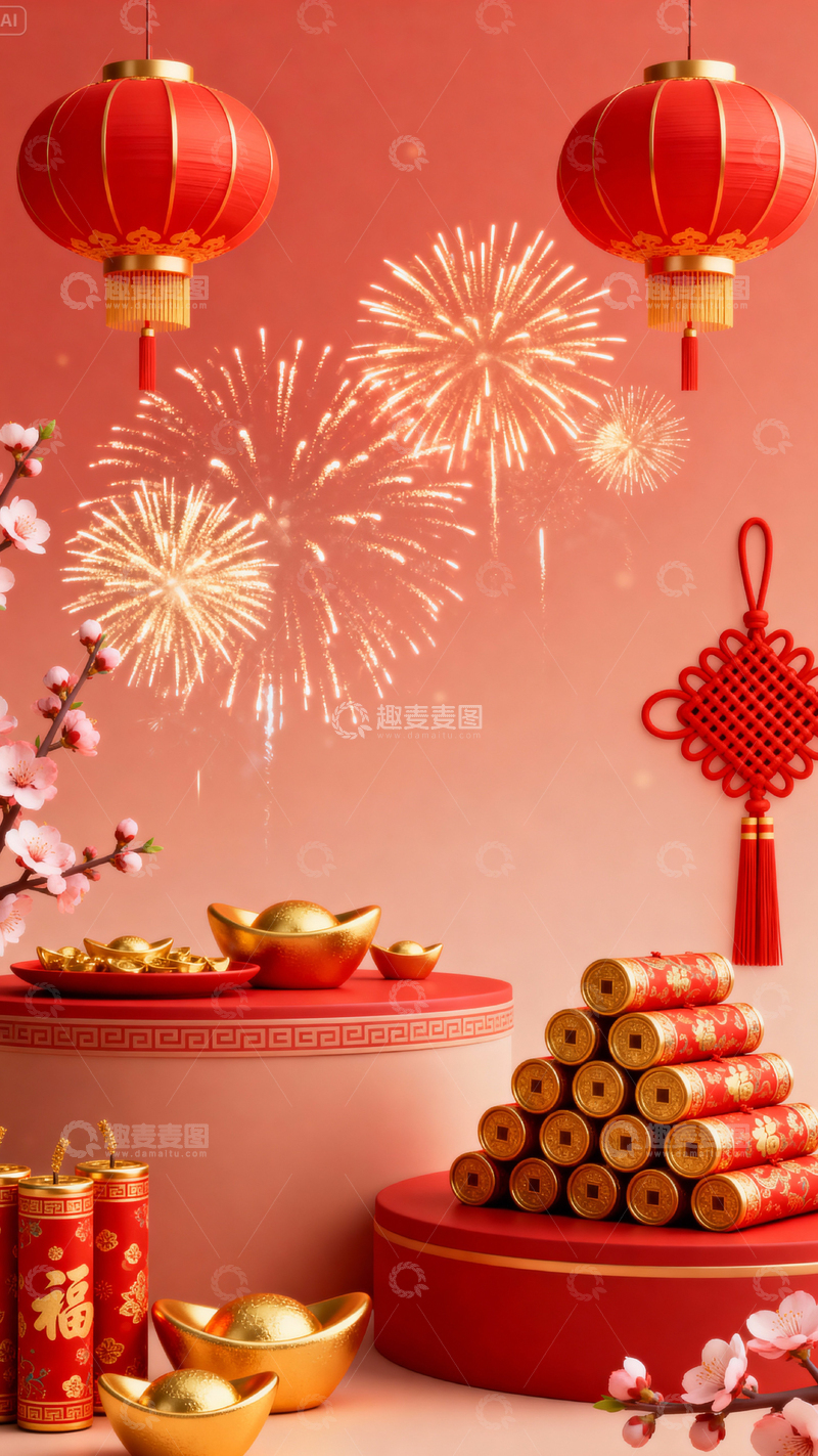 高清大图下载【趣麦麦图】新年元旦春节背景_竖屏238