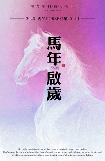 马年贺岁水墨画海报设计素材