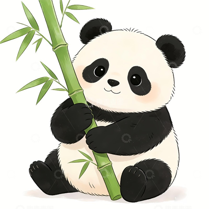 高清大图下载【趣麦麦图】一只吃竹子的熊猫