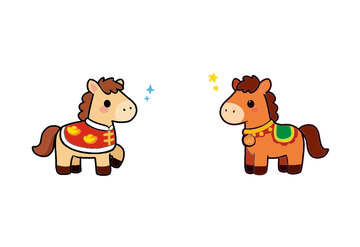 卡通小马插画设计素材