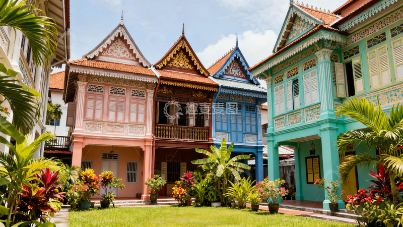 高清大图下载【趣麦麦图】东南亚风情建筑花园景观