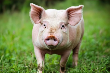 草地上奔跑的一头母猪