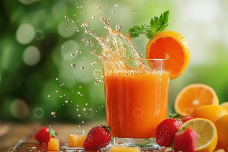 高清大图下载【趣麦麦图】鲜榨橙汁果汁饮品