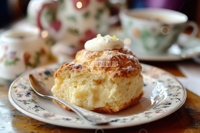 高清大图下载【趣麦麦图】一盘泡芙蛋糕奶油