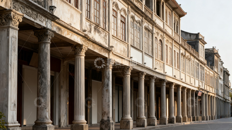 高清大图下载【趣麦麦图】古典柱廊街景