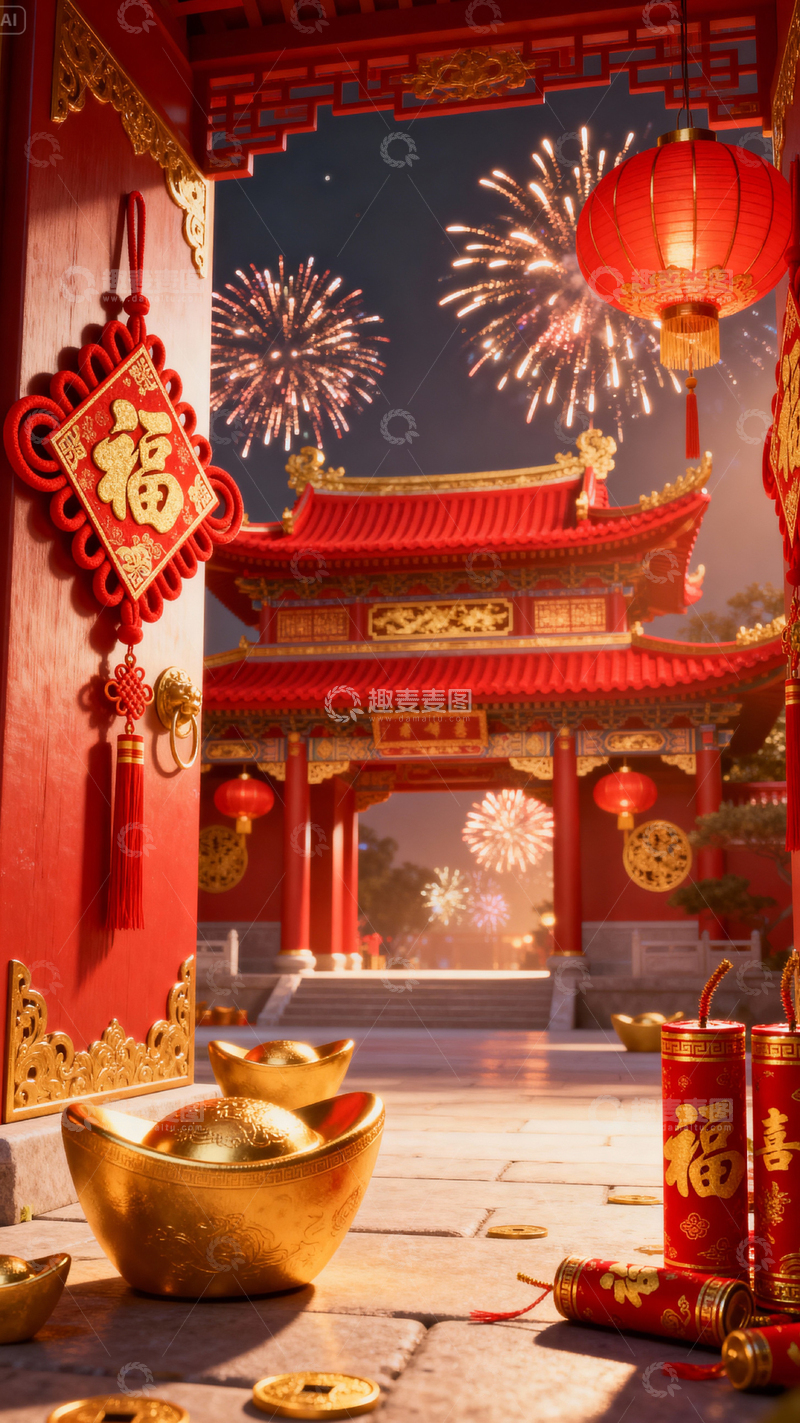 高清大图下载【趣麦麦图】新年元旦春节背景_竖屏270