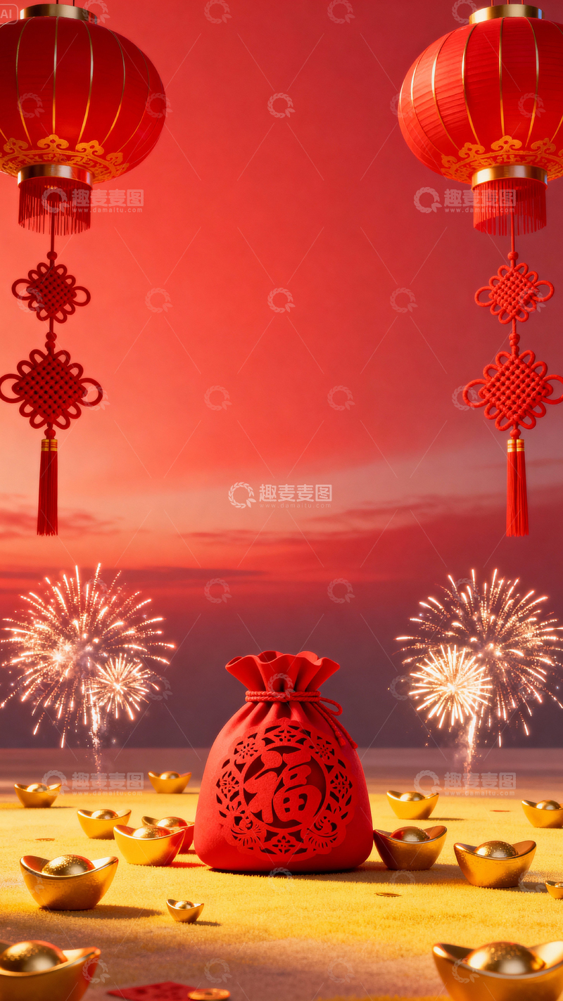 高清大图下载【趣麦麦图】 新年元旦春节背景_竖屏310