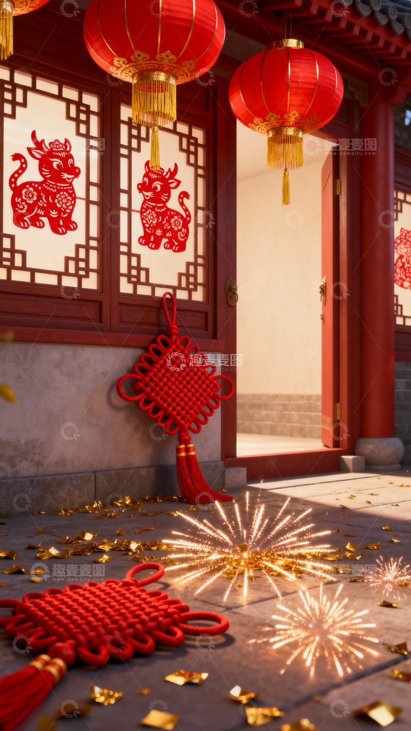 高清大图下载【趣麦麦图】新年元旦春节背景_竖屏290