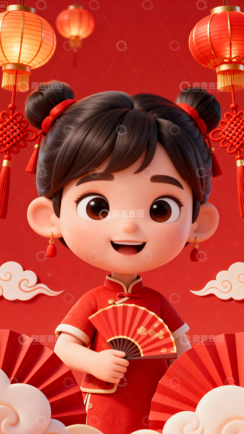 高清大图下载【趣麦麦图】 新年元旦春节背景_竖屏307