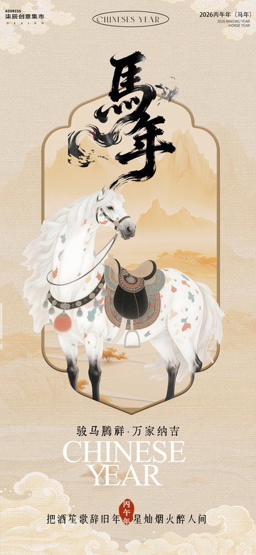马年古风海报设计素材