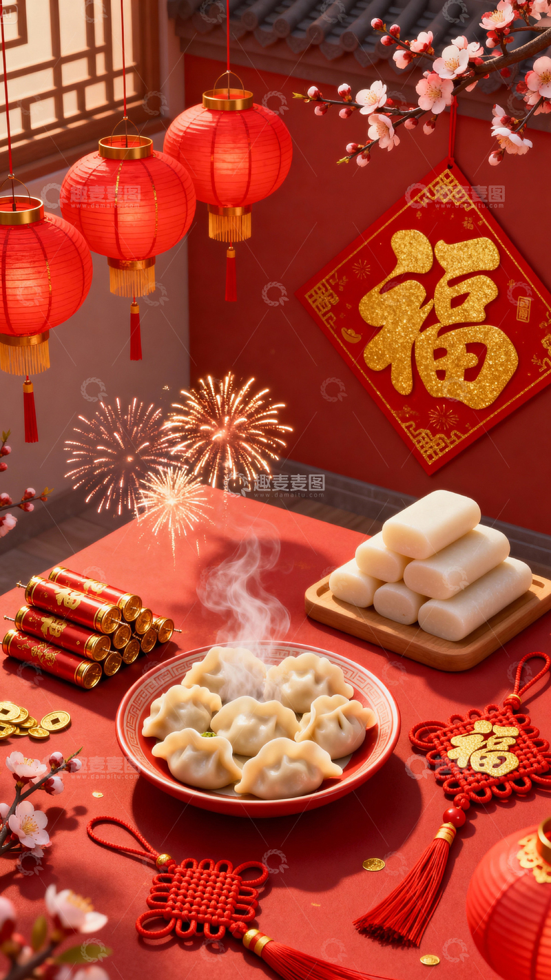 高清大图下载【趣麦麦图】 新年元旦春节背景_竖屏304