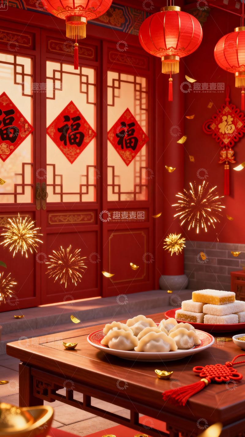 高清大图下载【趣麦麦图】新年元旦春节背景_竖屏274