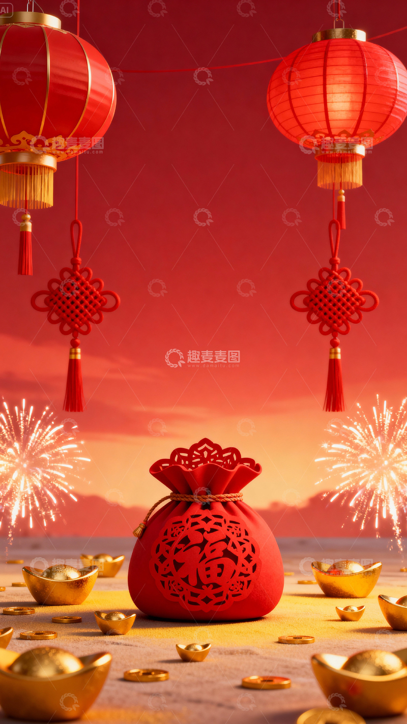 高清大图下载【趣麦麦图】 新年元旦春节背景_竖屏303