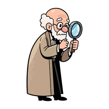 卡通科学家放大镜形象设计素材