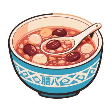 卡通腊八粥插画设计素材