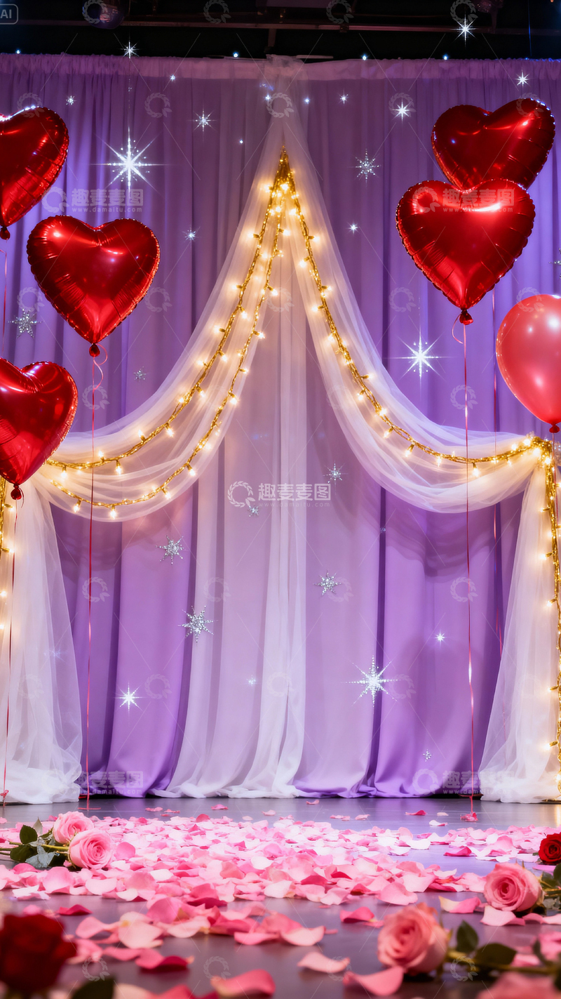 高清大图下载【趣麦麦图】情人节婚礼浪漫背景_竖屏024