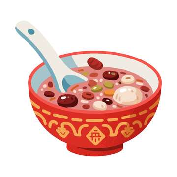 卡通风格腊八粥插画元素