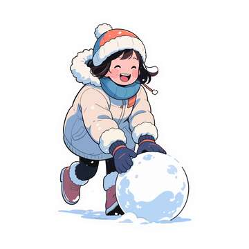 冬日雪人卡通插画