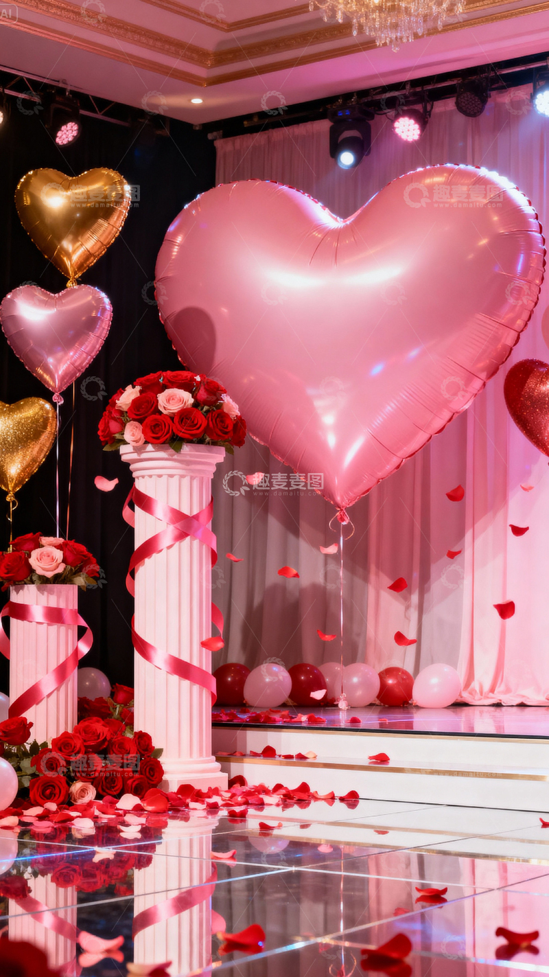 高清大图下载【趣麦麦图】情人节婚礼浪漫背景_竖屏035