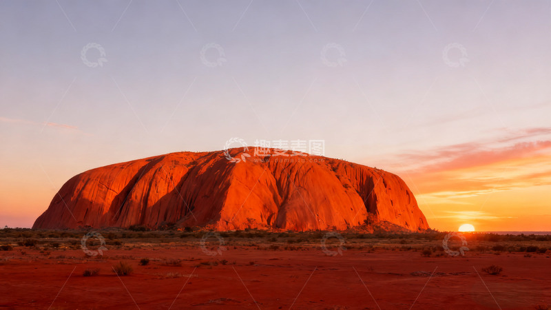 高清大图下载【趣麦麦图】夕阳下的红色巨石