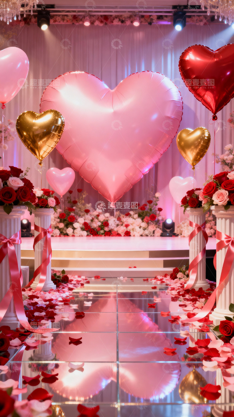 高清大图下载【趣麦麦图】情人节婚礼浪漫背景_竖屏036
