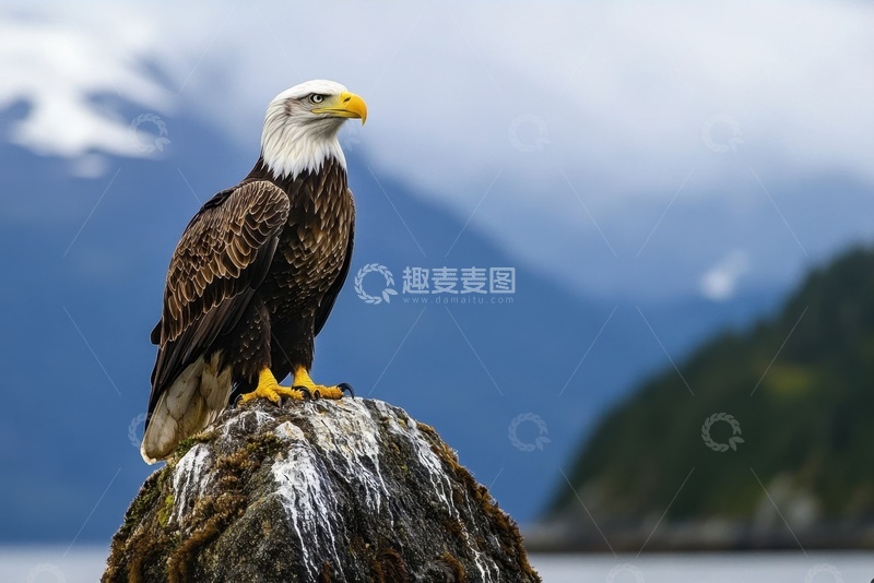 高清大图下载【趣麦麦图】站在石头上的雄鹰