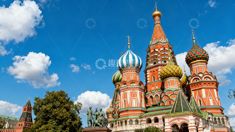 高清大图下载【趣麦麦图】俄式风情圣瓦西里大教堂风光