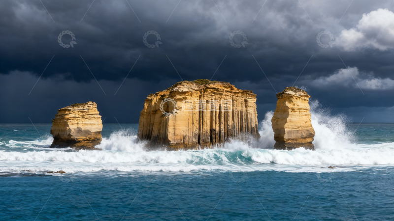 高清大图下载【趣麦麦图】海岸岩石风暴景观摄影