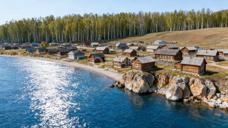 高清大图下载【趣麦麦图】湖畔木屋风光