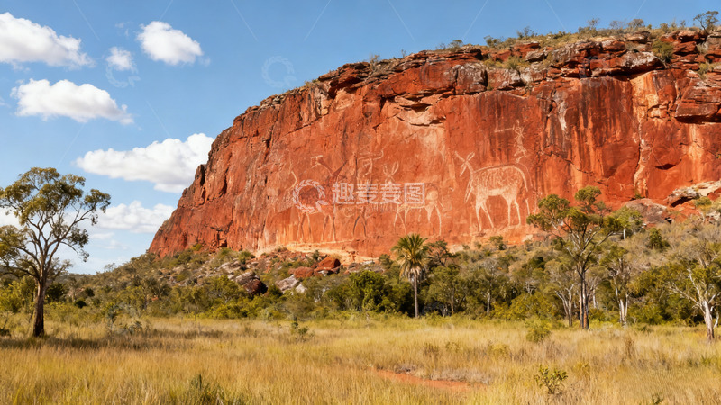 高清大图下载【趣麦麦图】原始壁画岩石自然风光