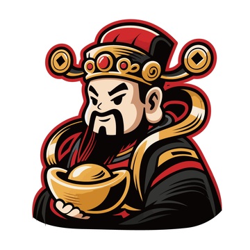 古风财神爷金元宝插画