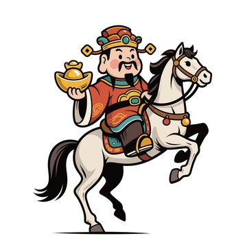 卡通财神骑马送宝图