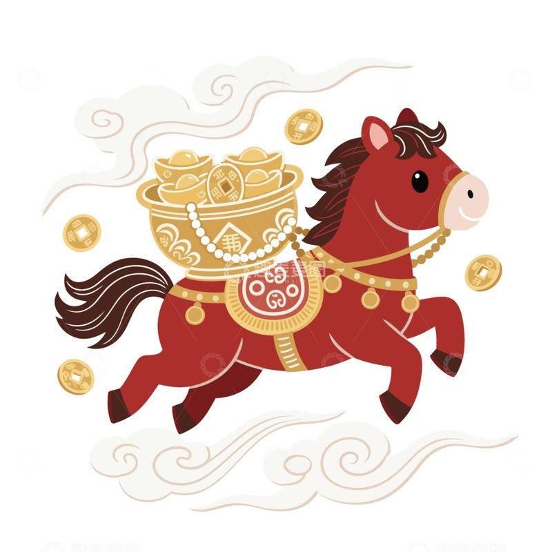 源文件下载【趣麦麦图】-马年吉祥图案插画