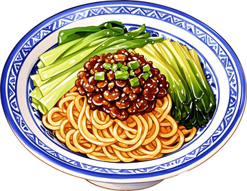 炸酱面美食插画设计素材