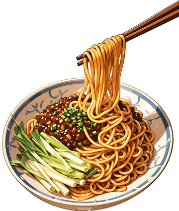 手绘面条美食插画