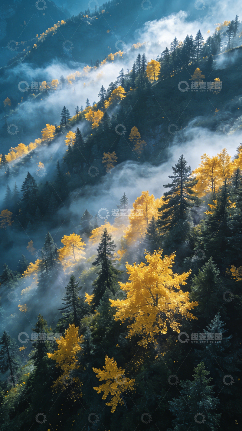 高清大图下载【趣麦麦图】秋山云雾绚烂朦胧2