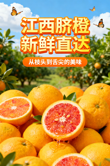 江西脐橙新鲜直达宣传海报