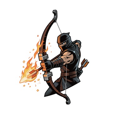 动漫风忍者弓箭手插画设计素材