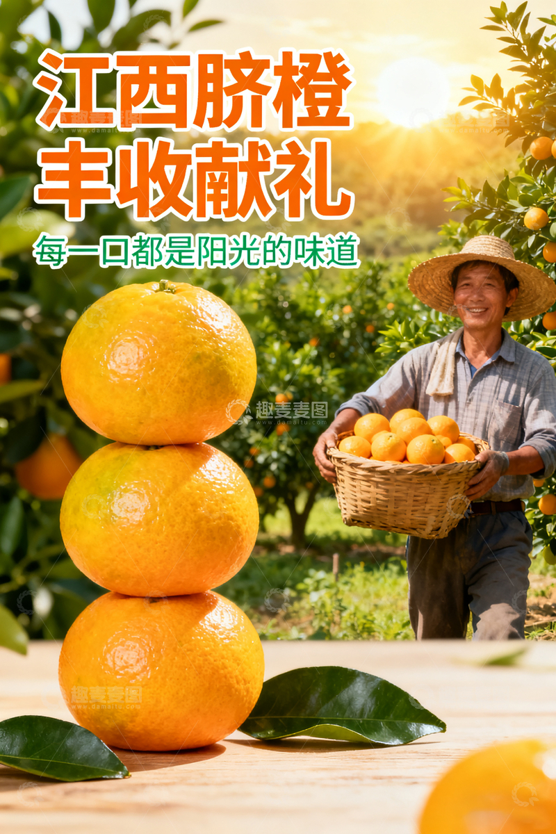 高清大图下载【趣麦麦图】江西脐橙丰收献礼