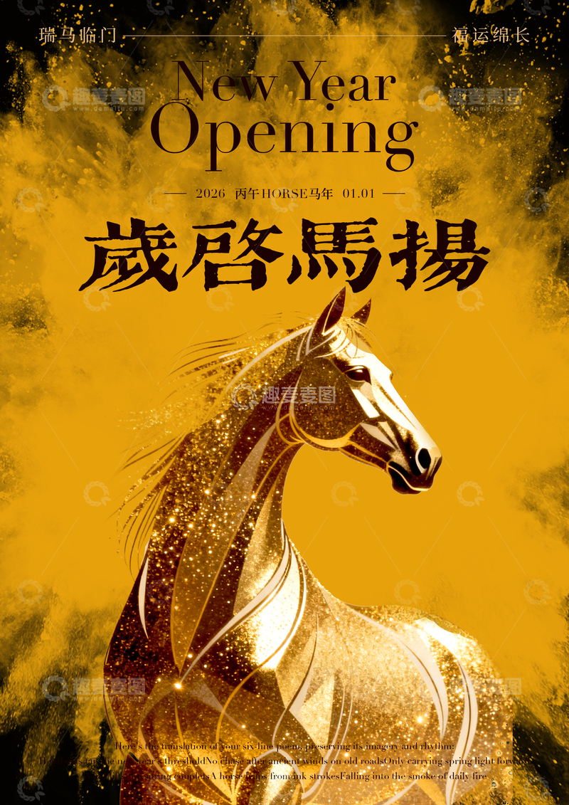 源文件下载【趣麦麦图】-金马新年开运海报