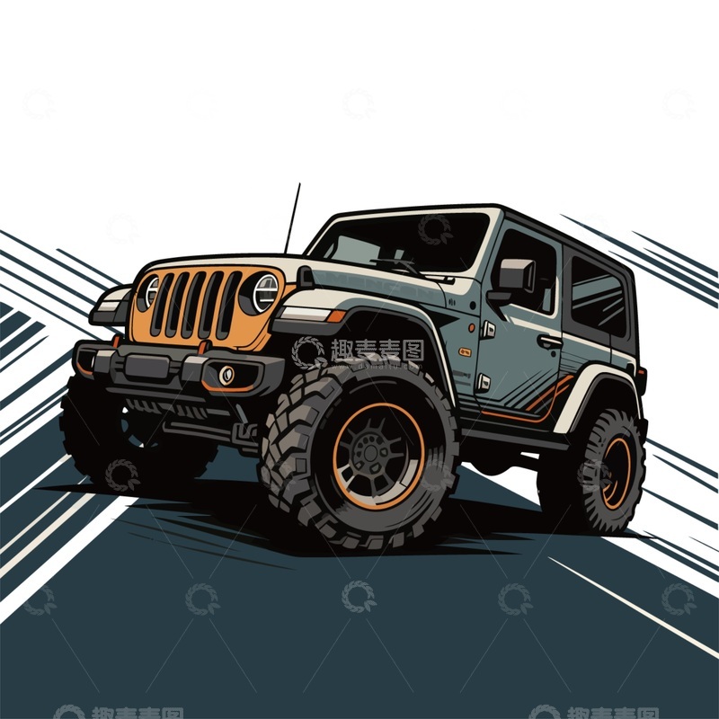 源文件下载【趣麦麦图】-卡通越野车插画设计元素