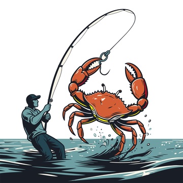 趣味钓鱼插画