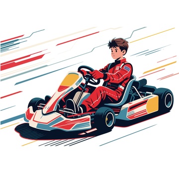 赛车手驾驶卡丁车插画