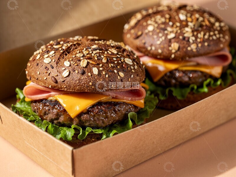 高清大图下载【趣麦麦图】汉堡美食快餐外卖摄影图