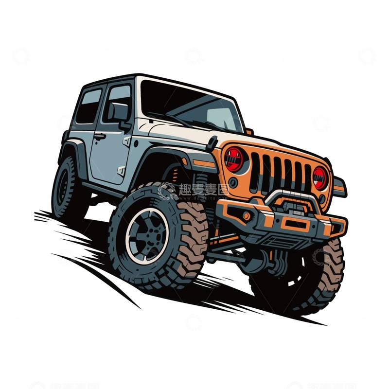源文件下载【趣麦麦图】插画风越野车越野性能展示矢量素材