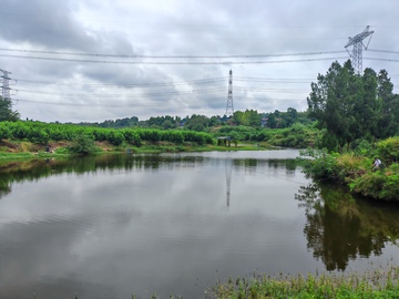 静谧湖泊自然风光摄影图